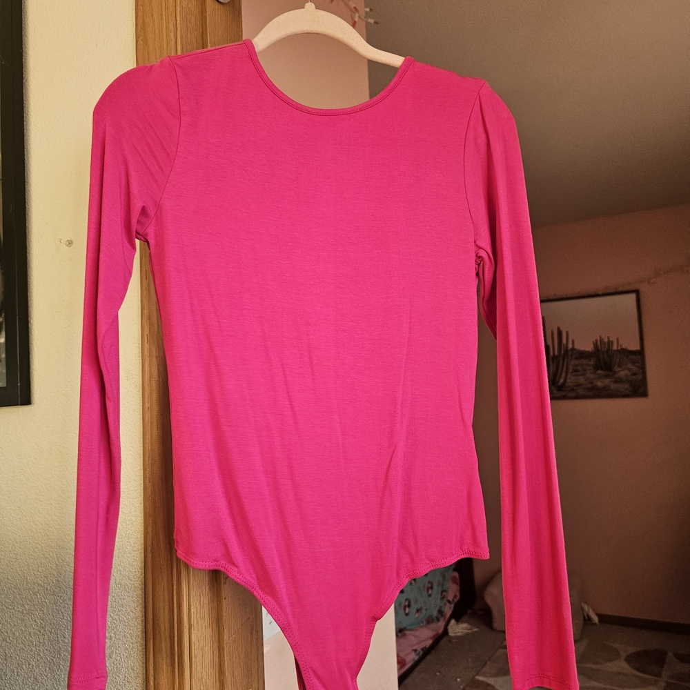 Vibrant Pink Long Sleeve Women's Top